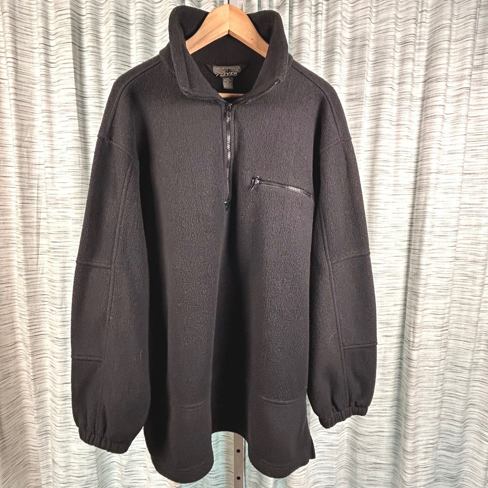 Spindle River Fleece Pullover Black Mens Size Medium Med Quarter Zip Pockets EUC